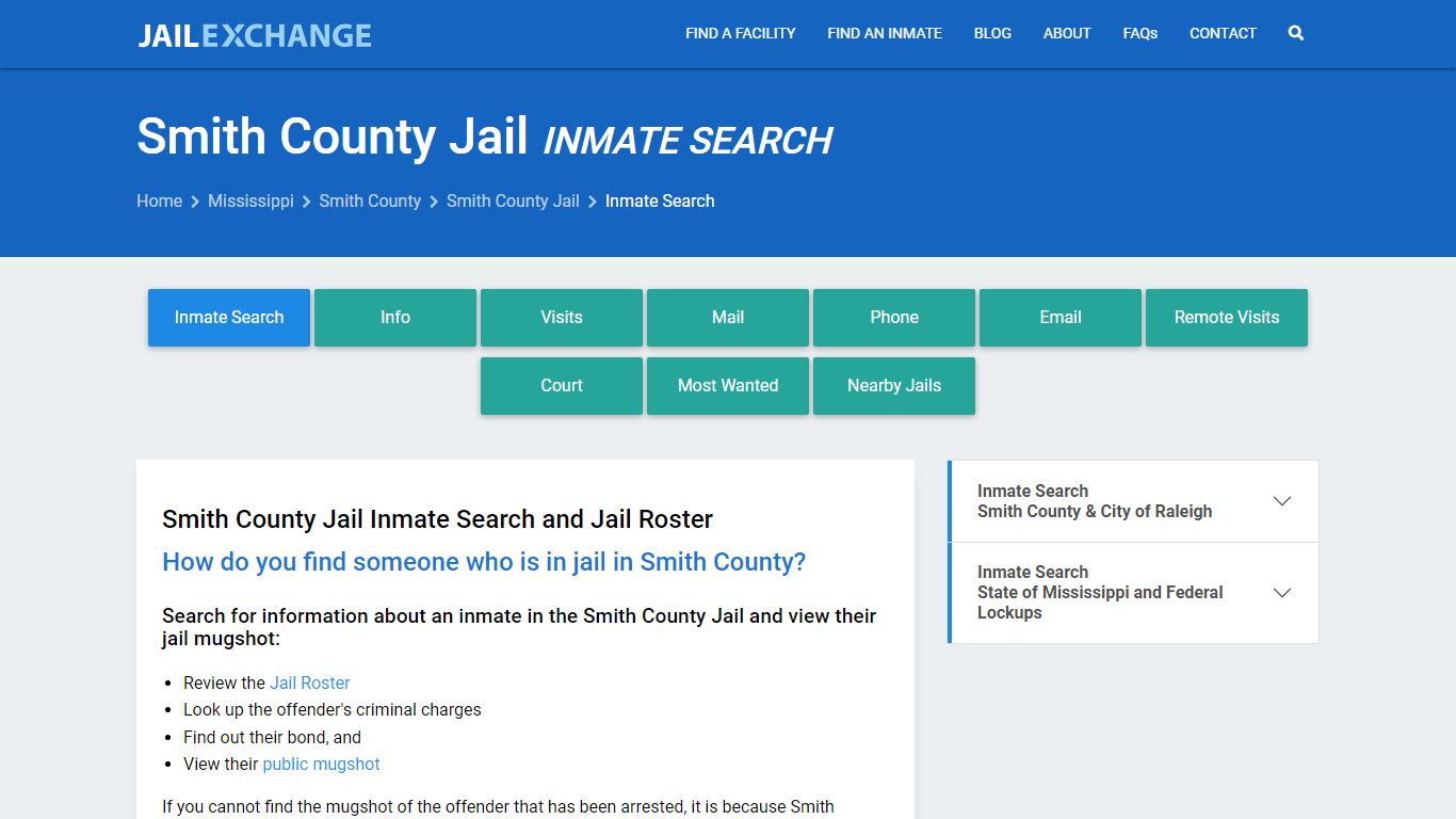 Inmate Search: Roster & Mugshots - Smith County Jail, MS
